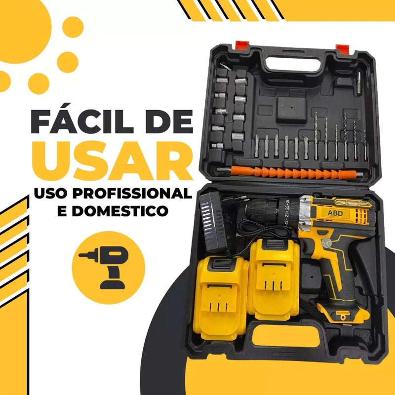 Furadeira Parafusadeira - 12V/21V com Acessórios e Maleta