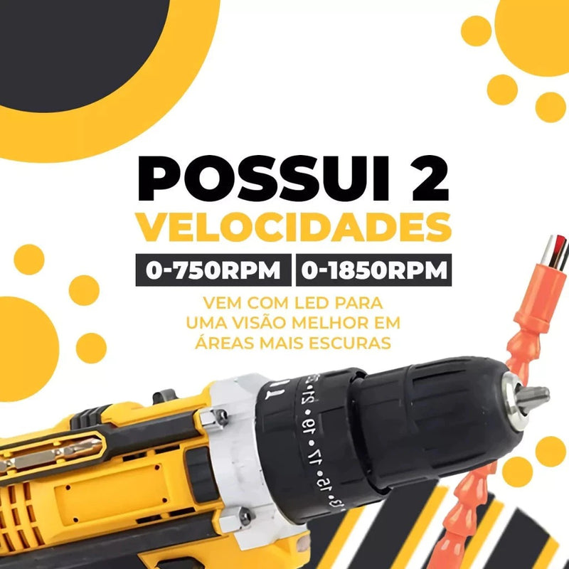 Furadeira Parafusadeira - 12V/21V com Acessórios e Maleta
