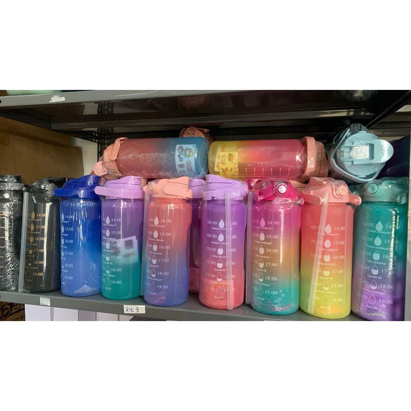 Kit 3 Garrafas Motivacionais: 2000ml, 750ml e 300ml