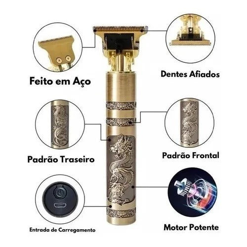 Máquina de Cortar Cabelo e Barba Profissional com LED Digital
