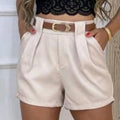 Short Feminino Social com Cinto e Bolsos: Estilo e Confort!