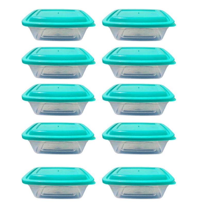 Kit 10 Potes Transparentes 500ml - Marmitas Fitness e Organizador de Alimentos