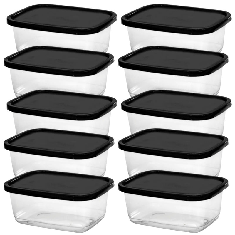 Kit 10 Potes Transparentes 500ml - Marmitas Fitness e Organizador de Alimentos