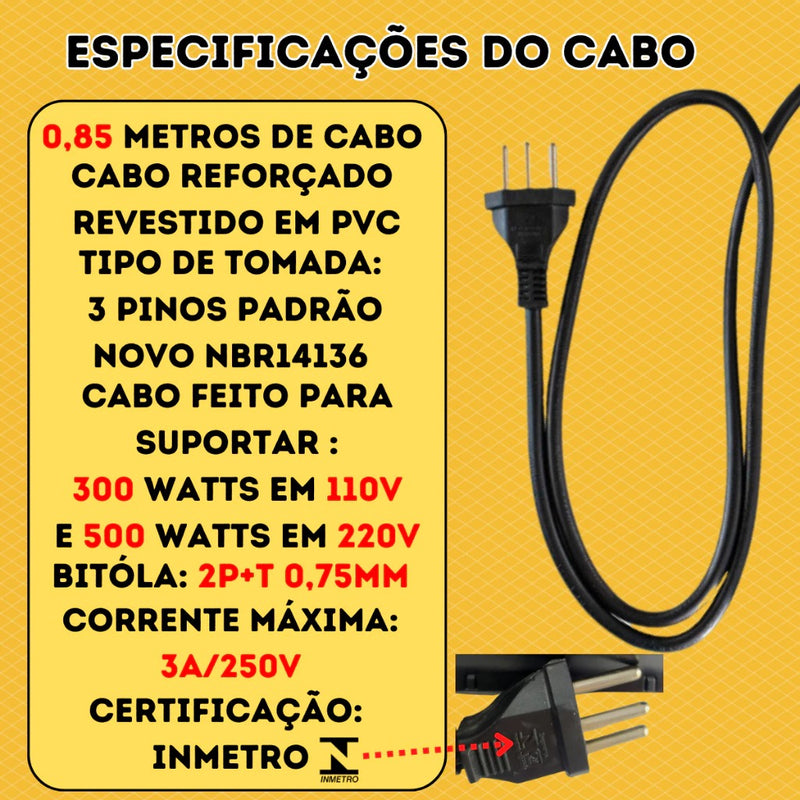 Régua de Tomadas Tripolar com Filtro e Fusível 10A