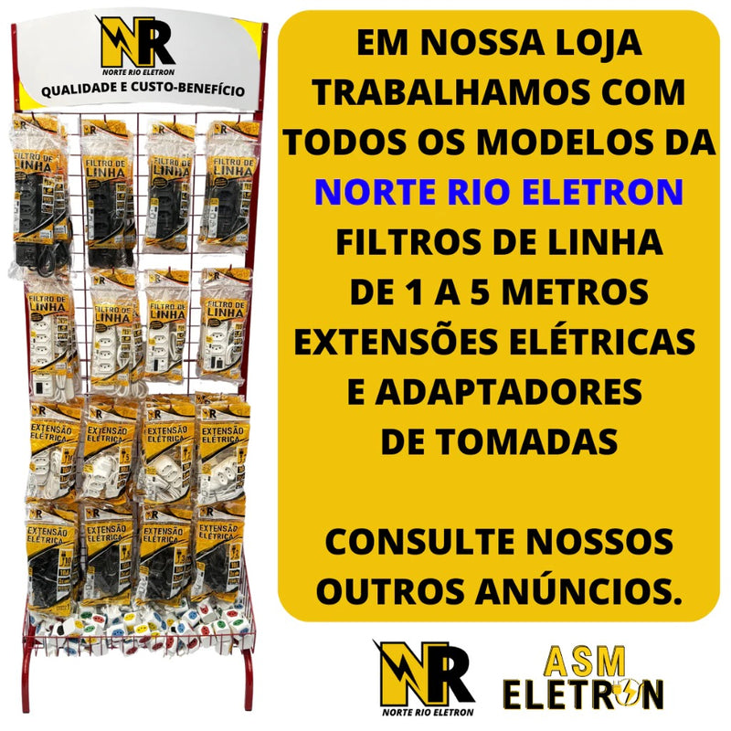 Régua de Tomadas Tripolar com Filtro e Fusível 10A