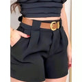 Short Feminino Social com Cinto e Bolsos: Estilo e Confort!