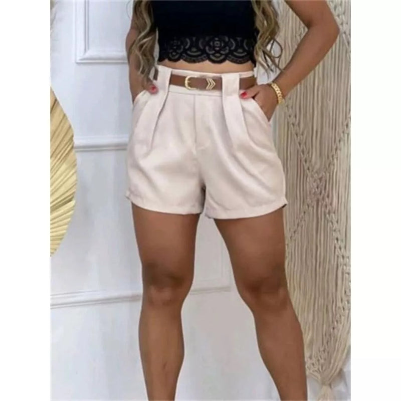 Short Feminino Social com Cinto e Bolsos: Estilo e Confort!