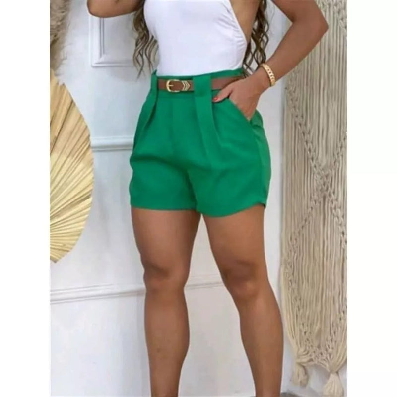 Short Feminino Social com Cinto e Bolsos: Estilo e Confort!