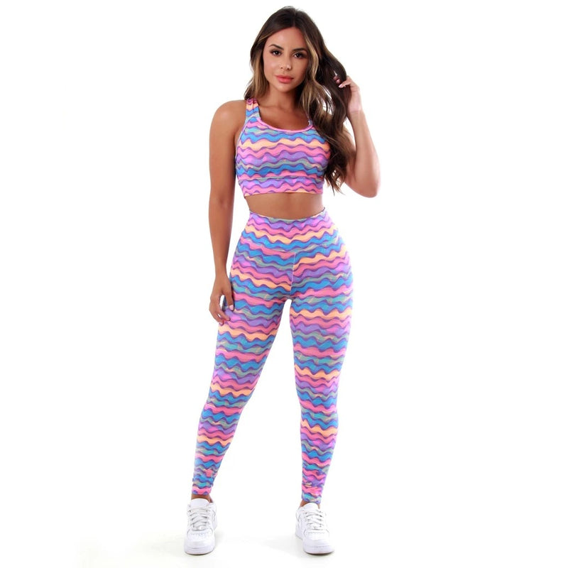 Kit 4 Conjuntos de Calça e Top Feminino para Academia e Esportes